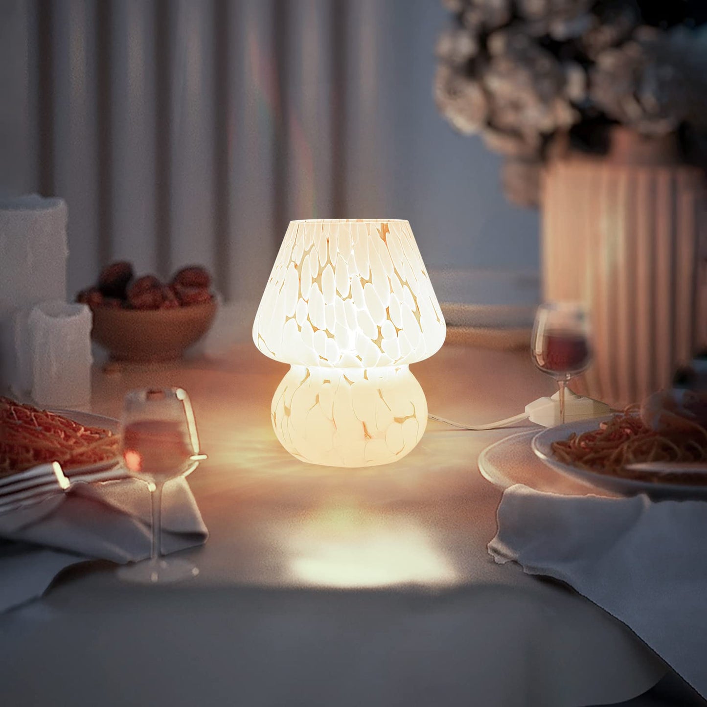 ONEWISH Mushroom Lamp - Small Vintage Bedside Table Lamp
