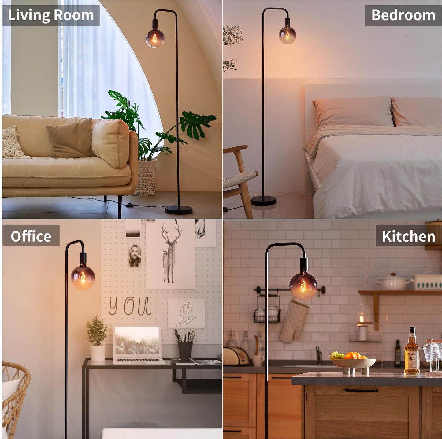 ONEWISH Floor Lamp Set in Living Room Bedroom Office Kitchen