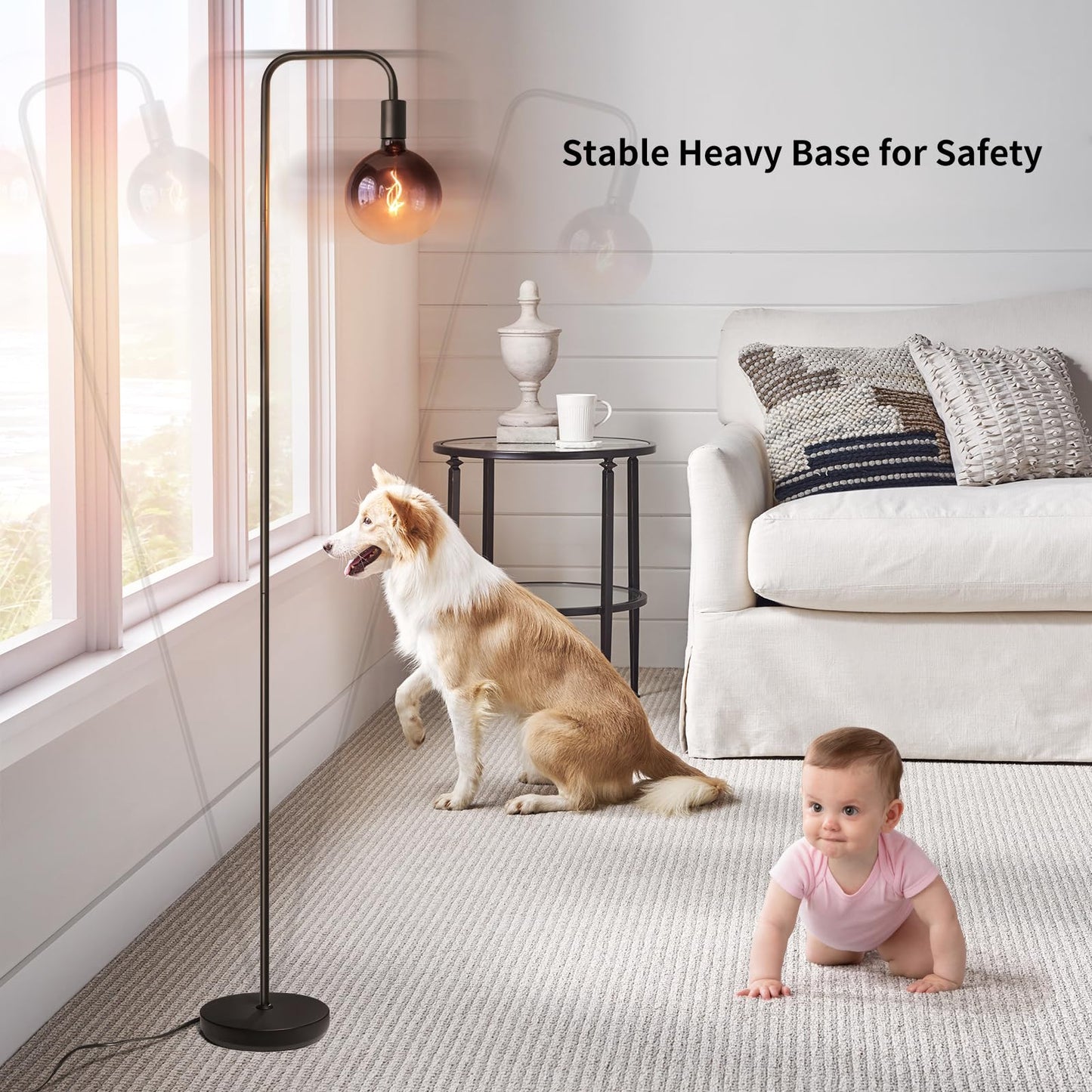 ONEWISH Floor Lamp Stable Heavy Base for Safety