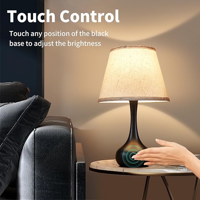 ONEWISH Touch Bedside Lamp for Bedroom