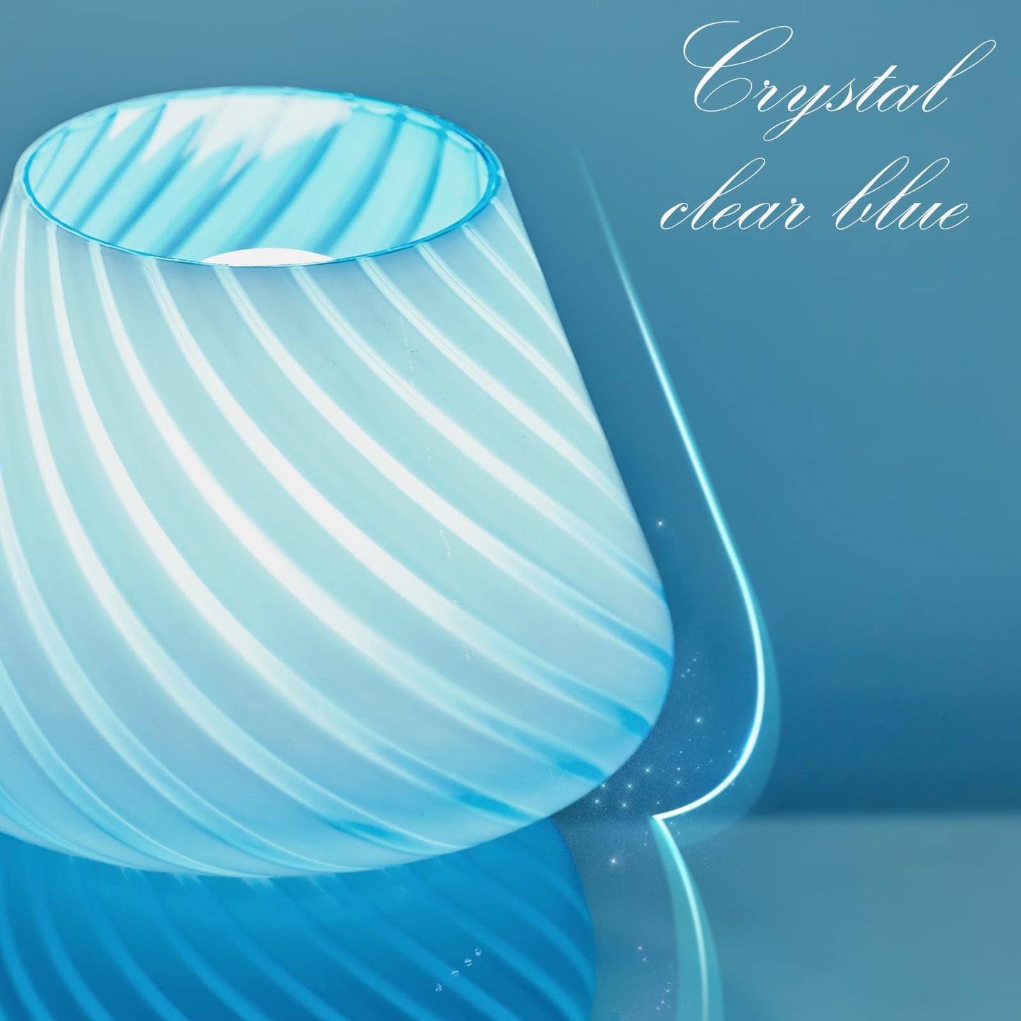 ONEWISH Elegant Striped Mushroom Lamp - Small Bedside Table Lamp with Striped Glass for Bedroom Living Room