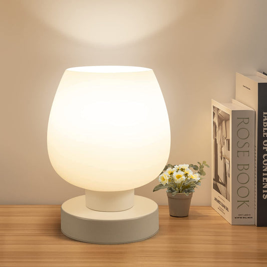 ONEWISH Touch Bedside Table Lamp - Modern Small Lamp for Bedroom Living Room